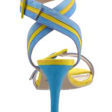 GUIDO MARIA KRETSCHMER Damen Designer-Veloursledersandalette Türkis-Gelb GUIDO MARIA KRETSCHMER Damen Designer-Veloursledersandalette Türkis-Gelb