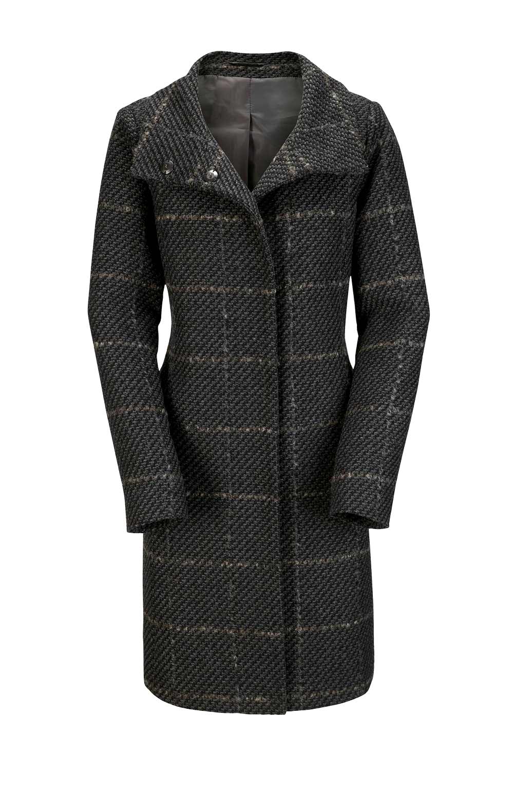 Damen Mantel mit Karo Muster aus Wolle in Tweedqualität Damen Mantel mit Karo Muster aus Wolle in Tweedqualität