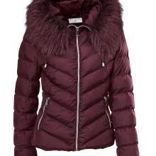 Damen Steppjacke mit Webpelz, bordeaux Damen Steppjacke mit Webpelz, bordeaux