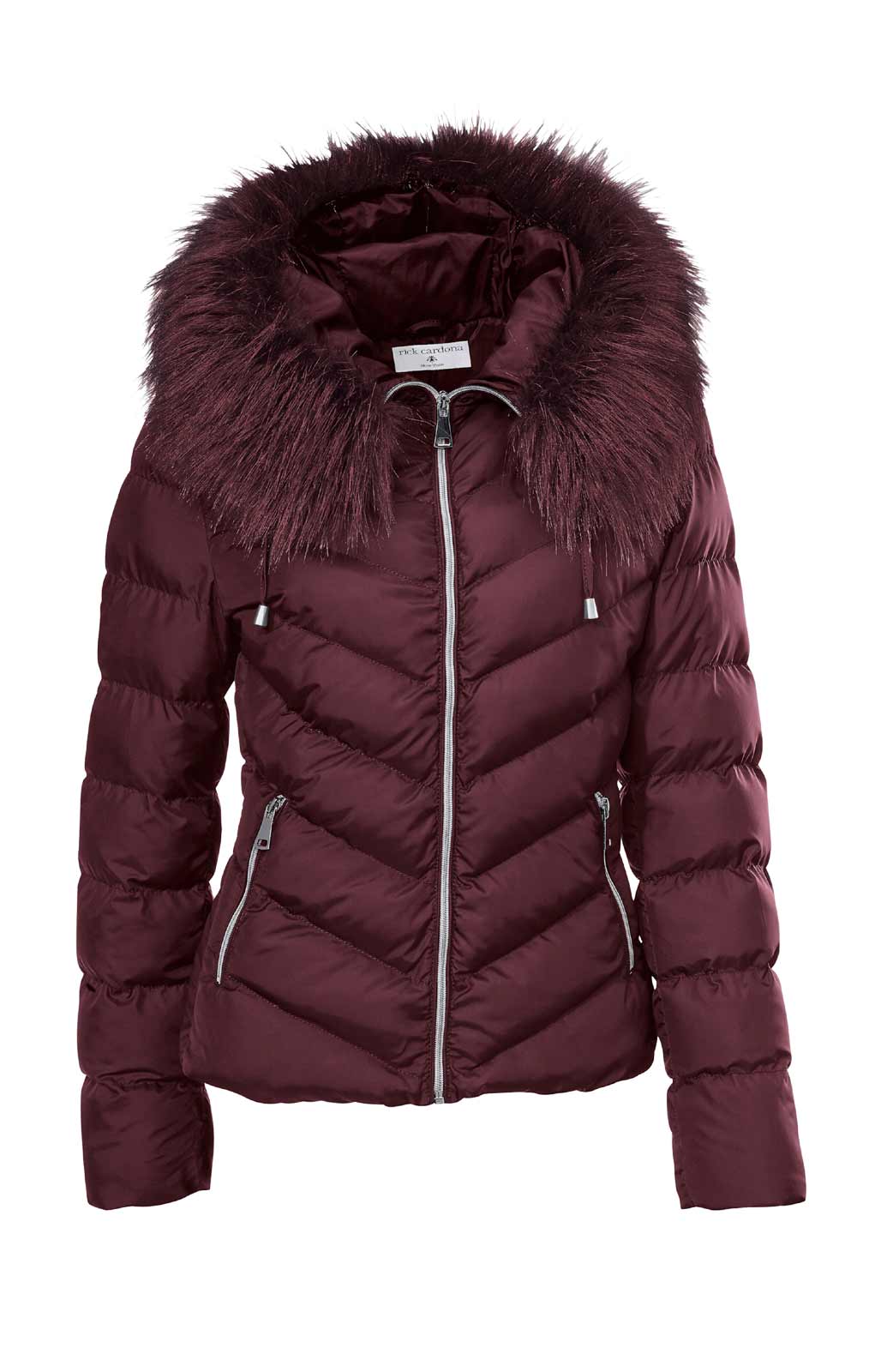 Damen Steppjacke mit Webpelz, bordeaux Damen Steppjacke mit Webpelz, bordeaux