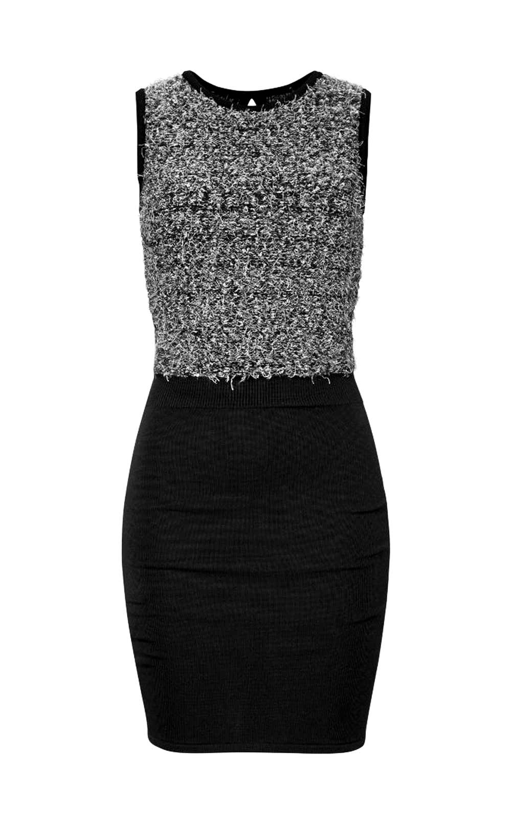 Kleid Strick Pulloverkleid schwarz-silber Kleid Strick Pulloverkleid schwarz-silber