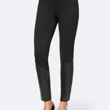 Damen Leggings mit Lederimitat, schwarz Damen Leggings mit Lederimitat, schwarz