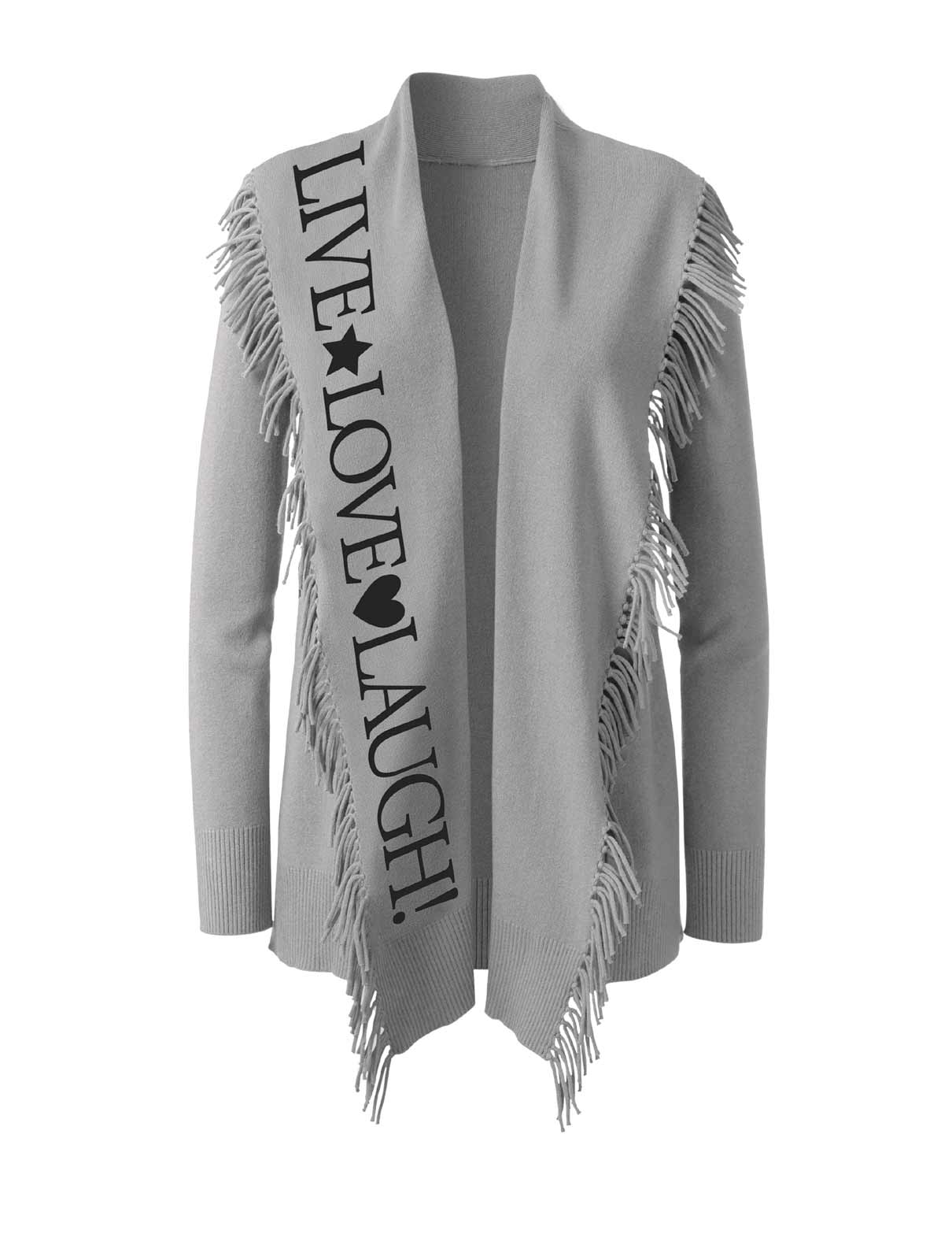 Cardigan Damen Strickjacke mit Fransen Winter Jacke warm Rick Cardona Cardigan Damen Strickjacke mit Fransen Winter Jacke warm Rick Cardona