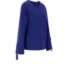 Damen Pullover Strickpullover blau Baumwolle Rippenstrickpullover, royalblau Damen Pullover Strickpullover blau Baumwolle Rippenstrickpullover, royalblau