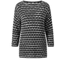 Damen Pullover in Häkel-Optik, schwarz-sand long shirt Rundhalsausschnitt Damen Pullover in Häkel-Optik, schwarz-sand long shirt Rundhalsausschnitt