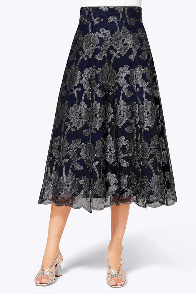 Damen Abendrock, marine-silberfarben Damen Abendrock, marine-silberfarben