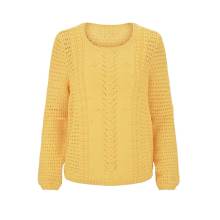 Designer-Ajourmusterpullover, gelb Designer-Ajourmusterpullover, gelb