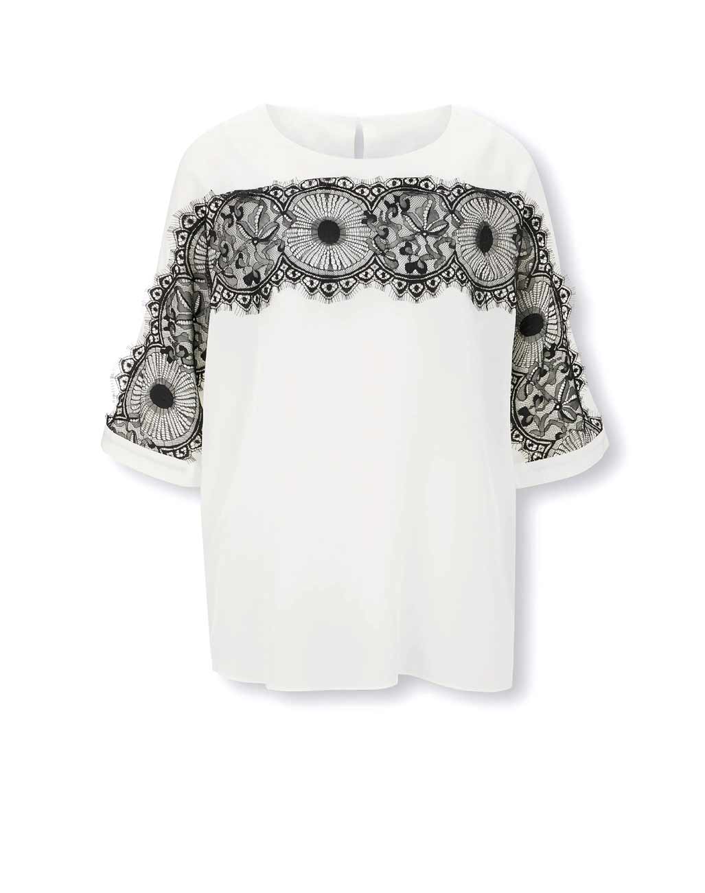 Damen Shirt Oberteil Frühling Freizeit ecru 3/4 Ärmel mit schöner Spitze Damen Shirt Oberteil Frühling Freizeit ecru 3/4 Ärmel mit schöner Spitze