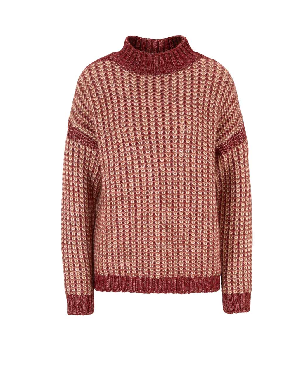 Damen Grobstrickpullover, kirsche-apricot Damen Grobstrickpullover, kirsche-apricot