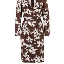 Designer-Druckkleid m. Gürtel, braun Designer-Druckkleid m. Gürtel, braun