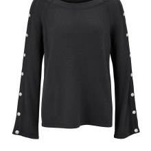 Wollpullover 36  Damen Pullover mit ausgestellten Ärmeln in schwarz uni Wollpullover 36  Damen Pullover mit ausgestellten Ärmeln in schwarz uni