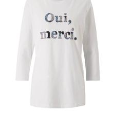 Jersey Shirt T-Shirt weiß mit Glitzer Oui Merci von Rick Cardona Jersey Shirt T-Shirt weiß mit Glitzer Oui Merci von Rick Cardona