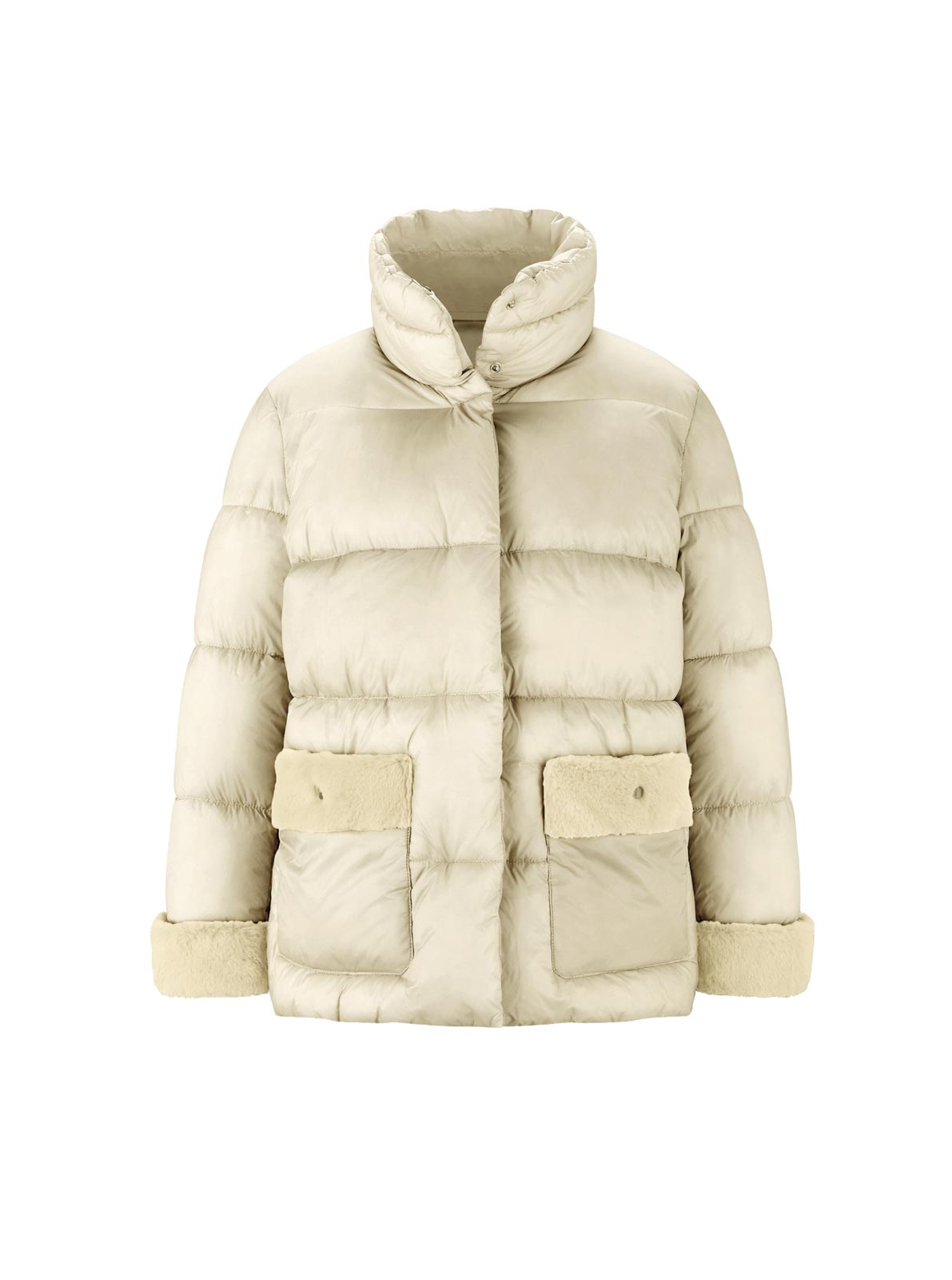 Marken-Steppjacke m. Fellimitat, sand Marken-Steppjacke m. Fellimitat, sand