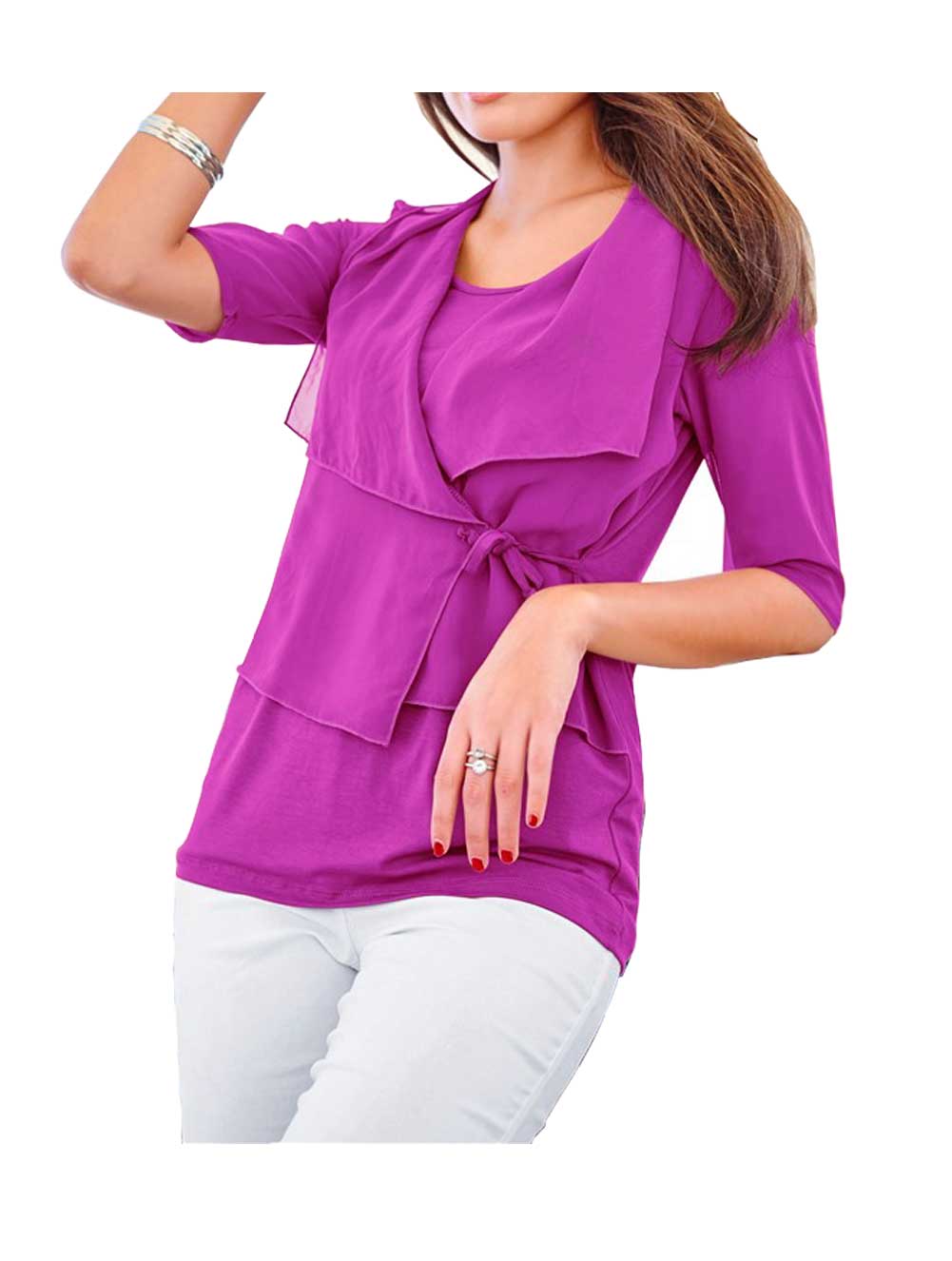 VIVANCE COLLECTION Damen-Shirt m. Chiffon Fuchsia VIVANCE COLLECTION Damen-Shirt m. Chiffon Fuchsia