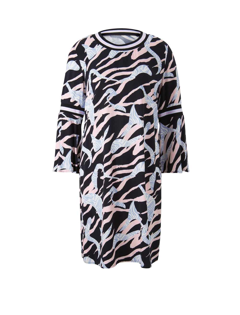 Designer-Druckkleid, blue-hellrosé Designer-Druckkleid, blue-hellrosé