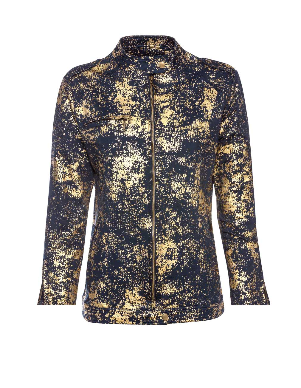 Damen Sweatjacke, marine-goldfarben Damen Sweatjacke, marine-goldfarben