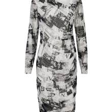 Damen Mesh-Druckkleid, schwarz-ecru Damen Mesh-Druckkleid, schwarz-ecru