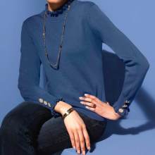 Pullover mit Rüschen, jeansblau Pullover mit Rüschen, jeansblau