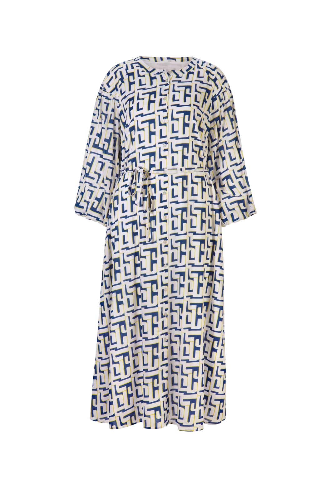 Damen Druckkleid, weiß-royalblau-gelb Damen Druckkleid, weiß-royalblau-gelb