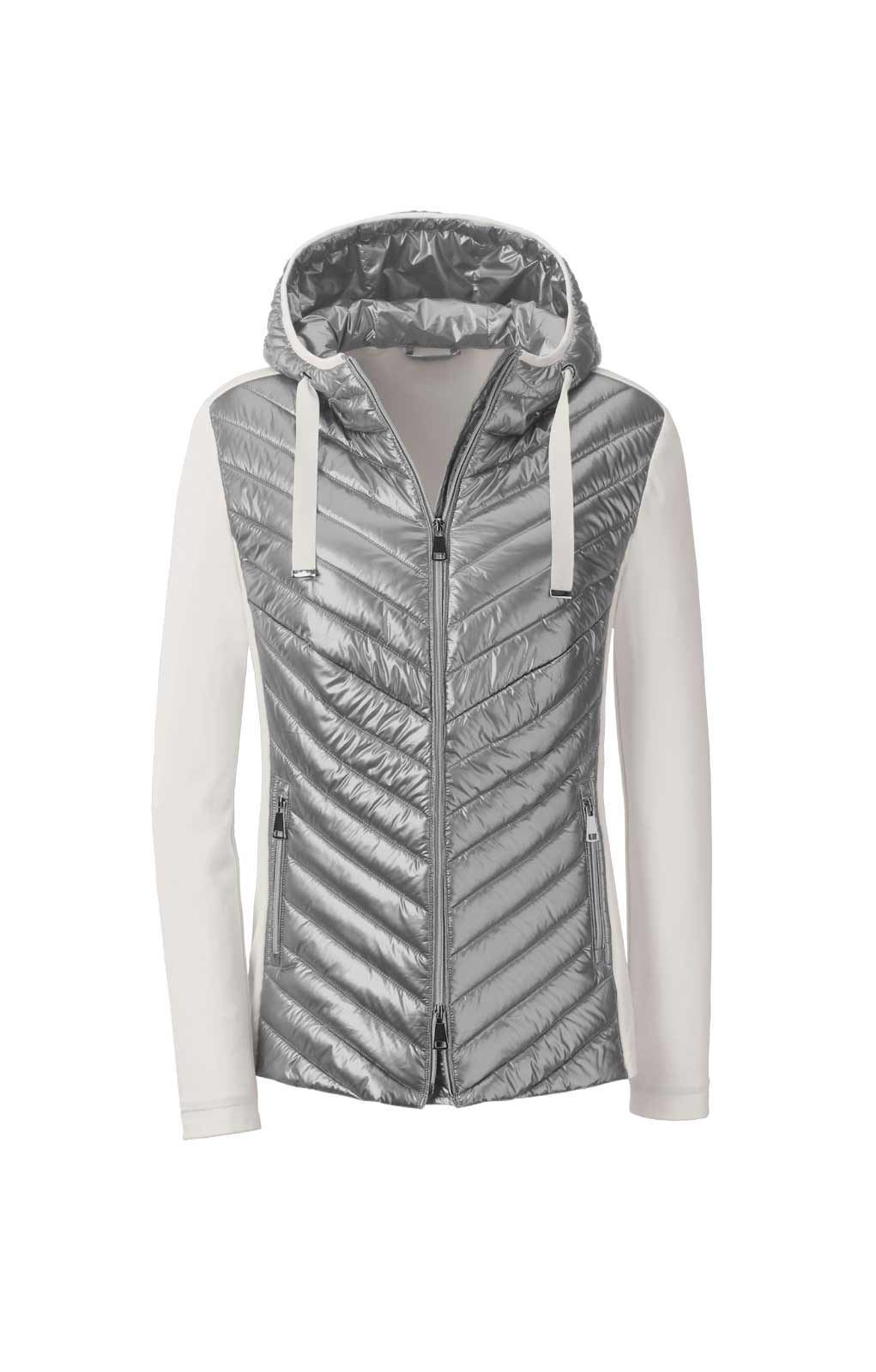 Designer-Stepp-Jersey-Jacke, silber-ecru Designer-Stepp-Jersey-Jacke, silber-ecru