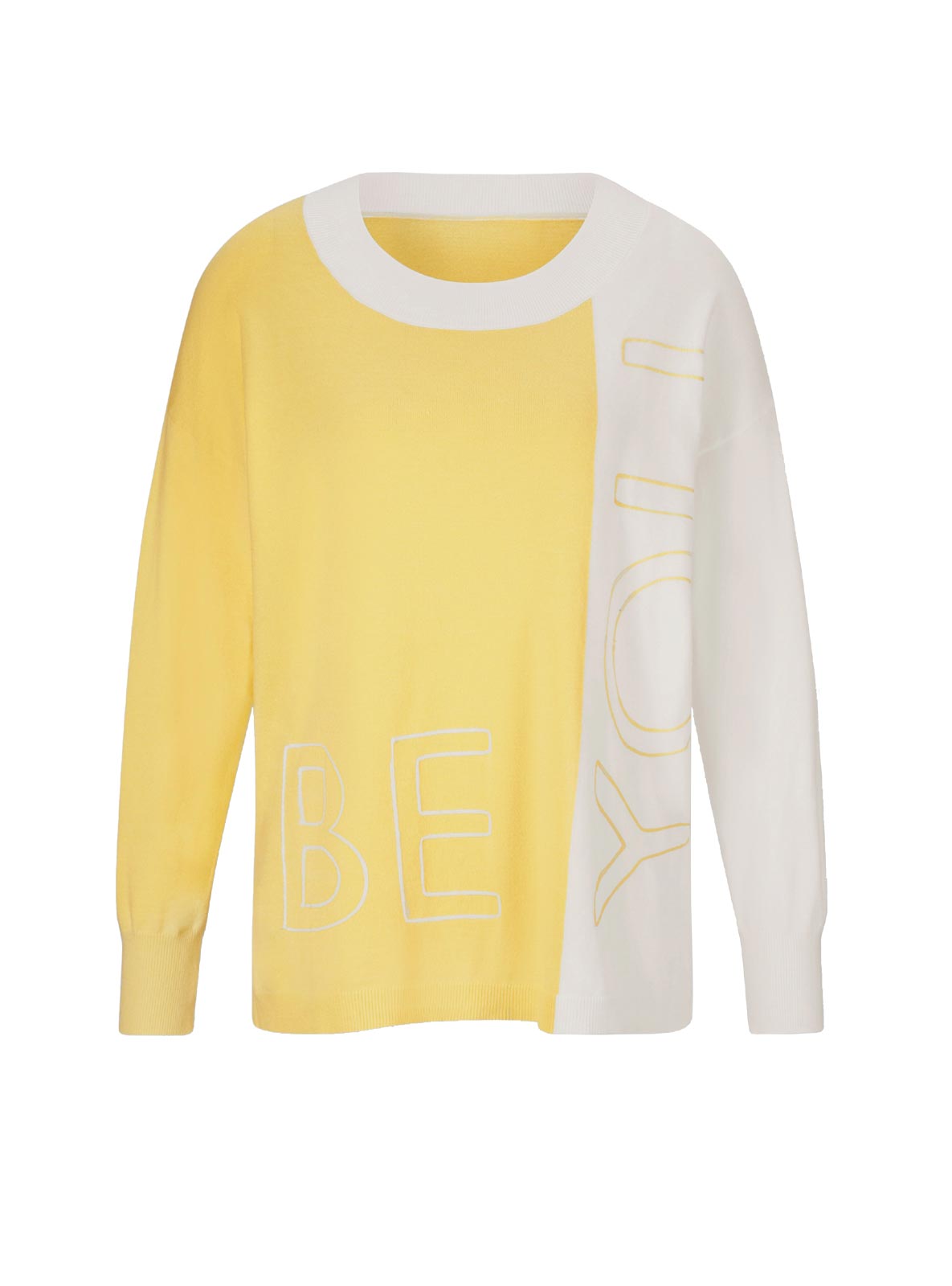 Damen Color-Blocking-Pullover, zitrone-ecru Damen Color-Blocking-Pullover, zitrone-ecru