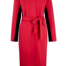 Damen Jerseykleid mit Stoffgürtel rot Damen Jerseykleid mit Stoffgürtel rot