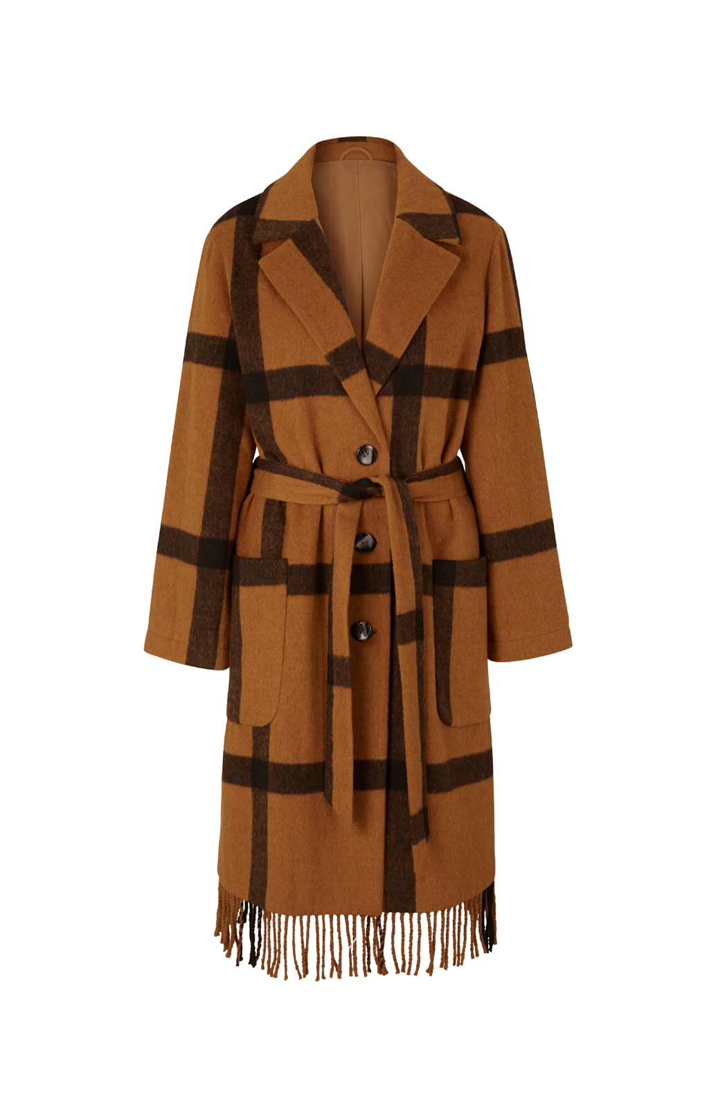 Damen Wollmantel, cognac-schwarz Damen Wollmantel, cognac-schwarz