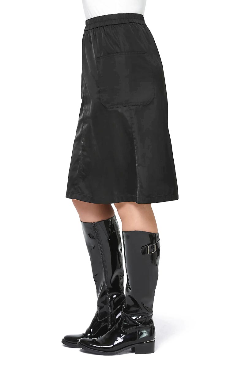 Designer-Rock, schwarz Knielang flacher Fall Figurbetonende A-Linie Designer-Rock, schwarz Knielang flacher Fall Figurbetonende A-Linie