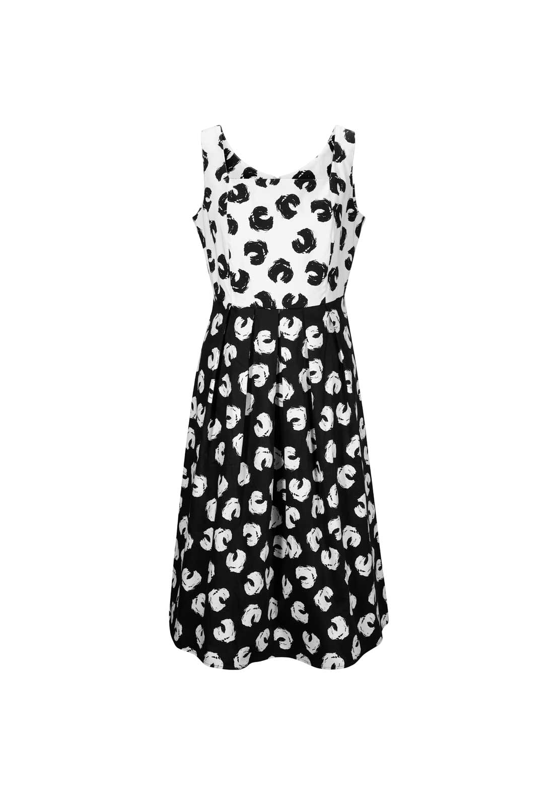 Designer-Carree-Druckkleid, schwarz-wei? Designer-Carree-Druckkleid, schwarz-wei?