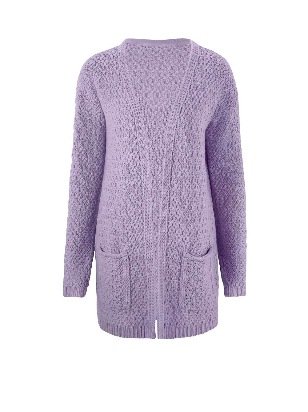 Damen Strickjacke Cardigan Jacke Strick offene Form Wolle lila flieder Damen Strickjacke Cardigan Jacke Strick offene Form Wolle lila flieder