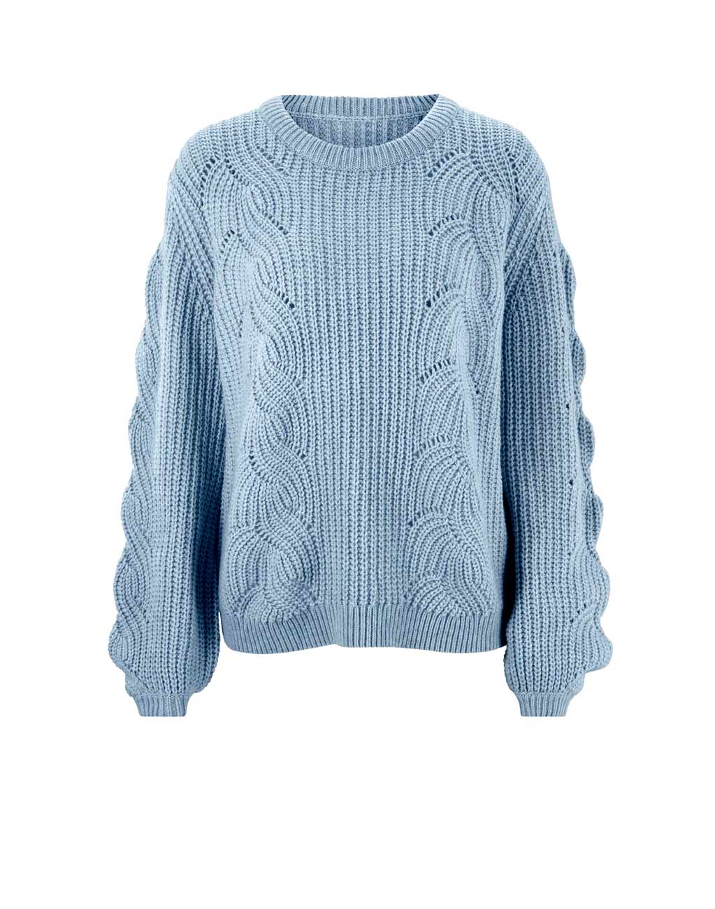 Designer-Grobstrickpullover, hellblau Designer-Grobstrickpullover, hellblau