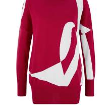 Strickpullover Pullover Strick Damen rot Pulli Intarsien Muster  Longpullover Strickpullover Pullover Strick Damen rot Pulli Intarsien Muster  Longpullover