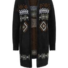 Damen-Kuschel-Strickjacke, schwarz-bunt Damen-Kuschel-Strickjacke, schwarz-bunt