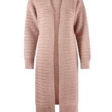 Lange Strickjacke Strickmantel verschlusslos offen  puder Lange Strickjacke Strickmantel verschlusslos offen  puder