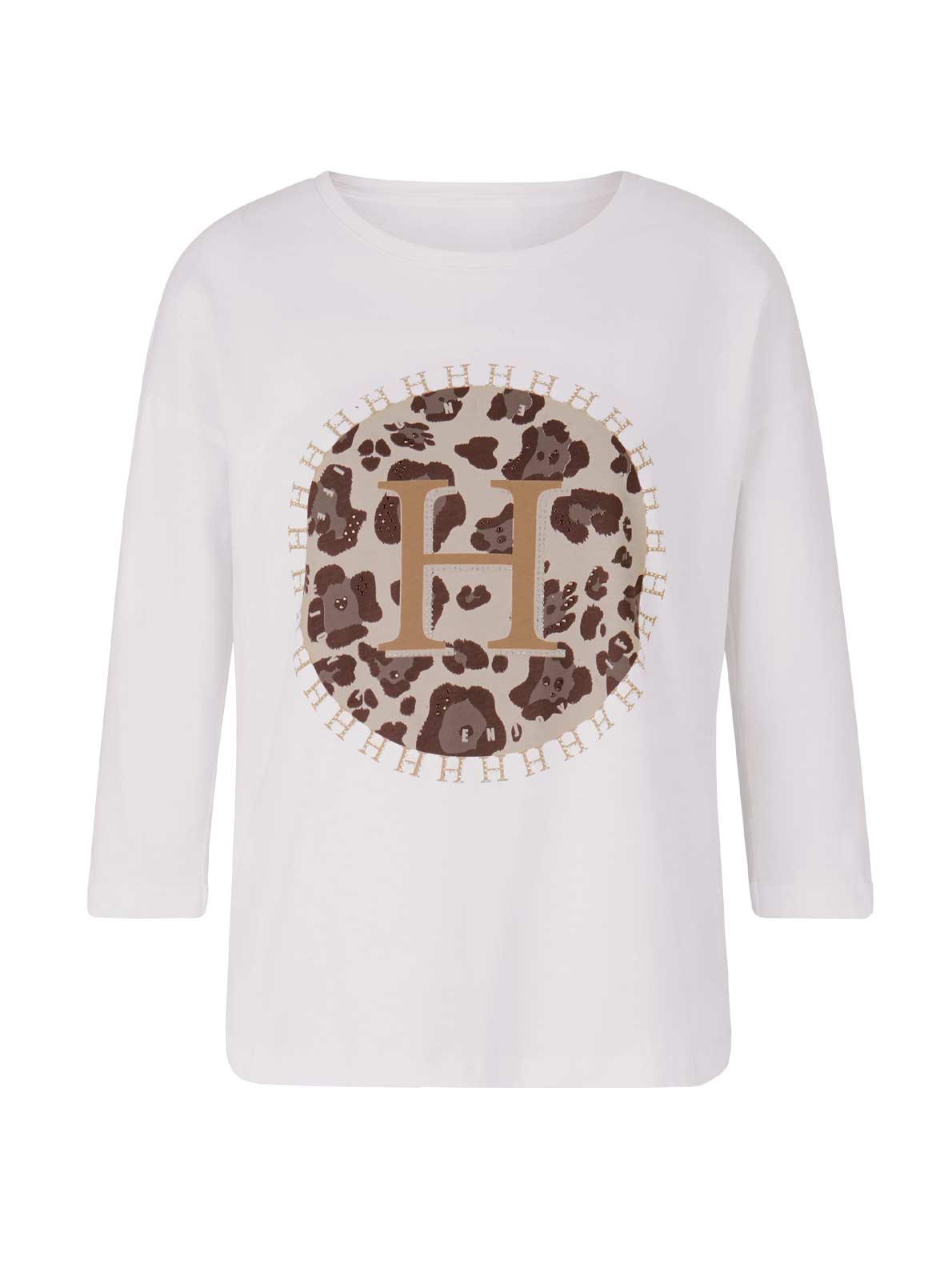 Damen Shirt Motivdruck und Glitzersteinen, ecru Damen Shirt Motivdruck und Glitzersteinen, ecru