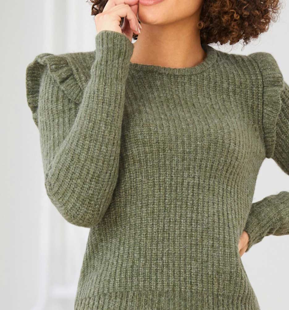 Rippenstrickpullover, khaki Rippenstrickpullover, khaki