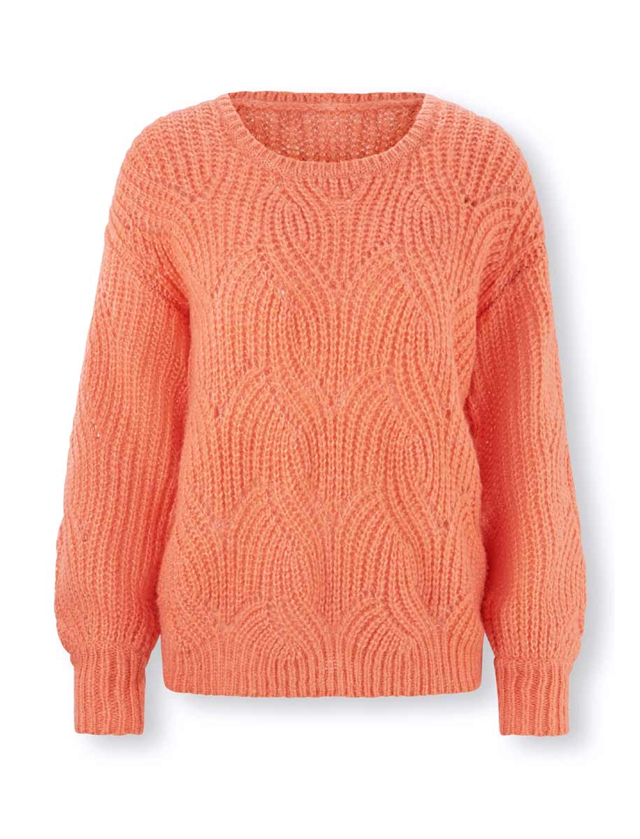 Damen Pullover Strickpullover orange Grobstrick warm Wolle  mandarine meliert Damen Pullover Strickpullover orange Grobstrick warm Wolle  mandarine meliert