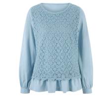 Damen Shirt Oberteil Frühling Freizeit blau mit Figurbetonende Silouette Damen Shirt Oberteil Frühling Freizeit blau mit Figurbetonende Silouette