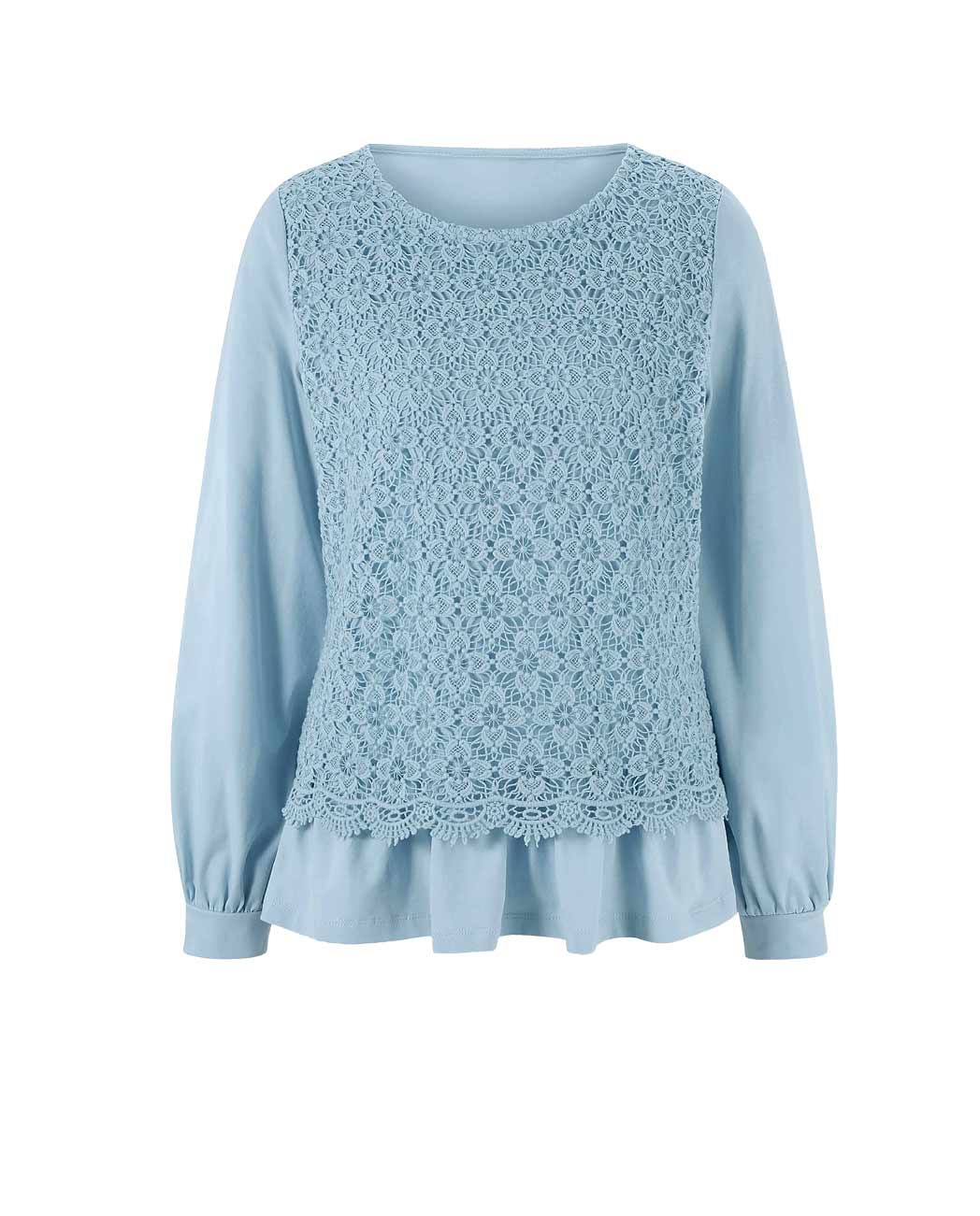 Damen Shirt Oberteil Frühling Freizeit blau mit Figurbetonende Silouette Damen Shirt Oberteil Frühling Freizeit blau mit Figurbetonende Silouette