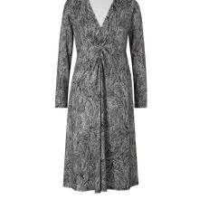 Damen Kleid Jerseykleid Langarm Freizeitkleid Knielang mit Stretch schwarz weiß Damen Kleid Jerseykleid Langarm Freizeitkleid Knielang mit Stretch schwarz weiß