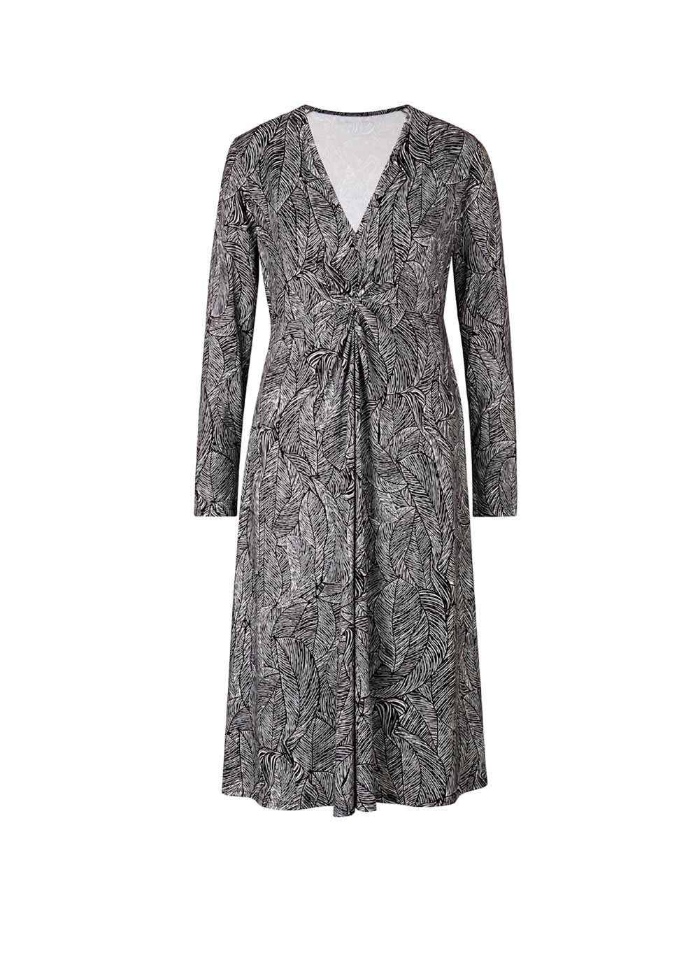 Damen Kleid Jerseykleid Langarm Freizeitkleid Knielang mit Stretch schwarz weiß Damen Kleid Jerseykleid Langarm Freizeitkleid Knielang mit Stretch schwarz weiß