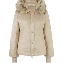 Damen Jacke Steppjacke Winterjacke gesteppt Fellkragen Kurz beige  sand Damen Jacke Steppjacke Winterjacke gesteppt Fellkragen Kurz beige  sand