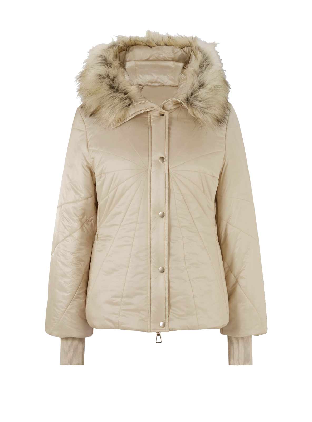 Damen Jacke Steppjacke Winterjacke gesteppt Fellkragen Kurz beige  sand Damen Jacke Steppjacke Winterjacke gesteppt Fellkragen Kurz beige  sand