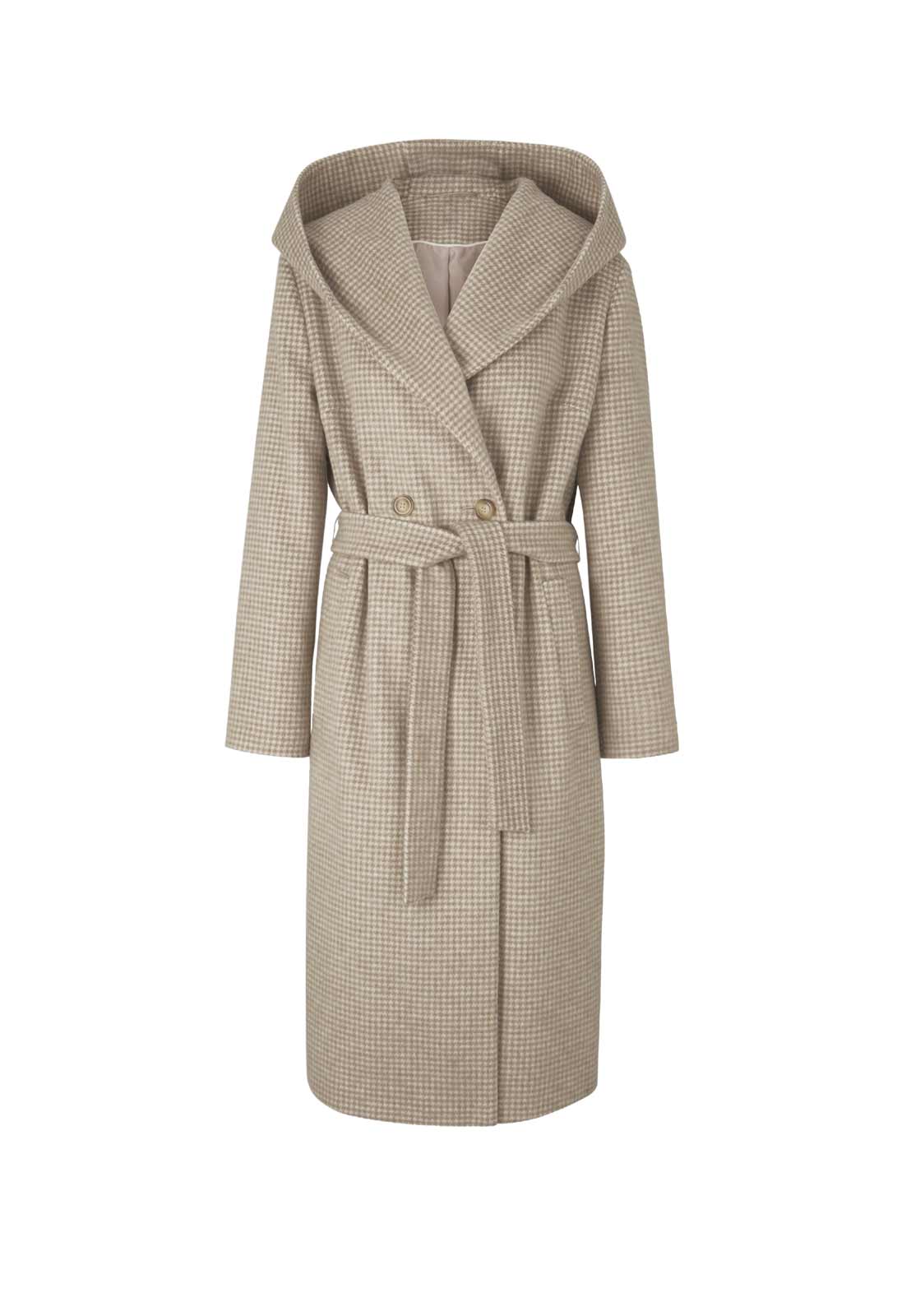 Damen Wollmantel mit Kapuze, sesam-ecru Damen Wollmantel mit Kapuze, sesam-ecru