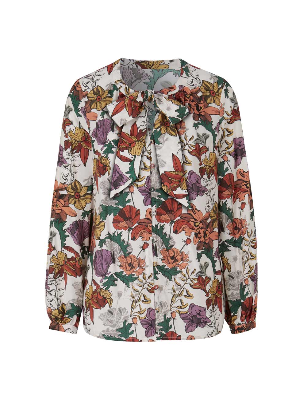 Seiden-Druckbluse, champagner-rostrot Seiden-Druckbluse, champagner-rostrot