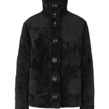 Samt-Steppjacke m.Blüten-Stickereien, schwarz Samt-Steppjacke m.Blüten-Stickereien, schwarz