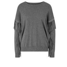 Pullover m. Fransen u. Nieten, grau Pullover m. Fransen u. Nieten, grau