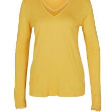 Damen Shirt Frühling Goldgelb Figurbetont V-Ausschnitt Freizeit Oberteil Damen Shirt Frühling Goldgelb Figurbetont V-Ausschnitt Freizeit Oberteil