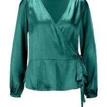 Damen Bluse Satinbluse Tunika Oberteil grün 46 Wickelbluse V Ausschnitt neu Damen Bluse Satinbluse Tunika Oberteil grün 46 Wickelbluse V Ausschnitt neu