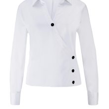 Damen Bluse 50 Tunika weiß  Langarm Perlmutt Knöpfe festlich Création L Damen Bluse 50 Tunika weiß  Langarm Perlmutt Knöpfe festlich Création L